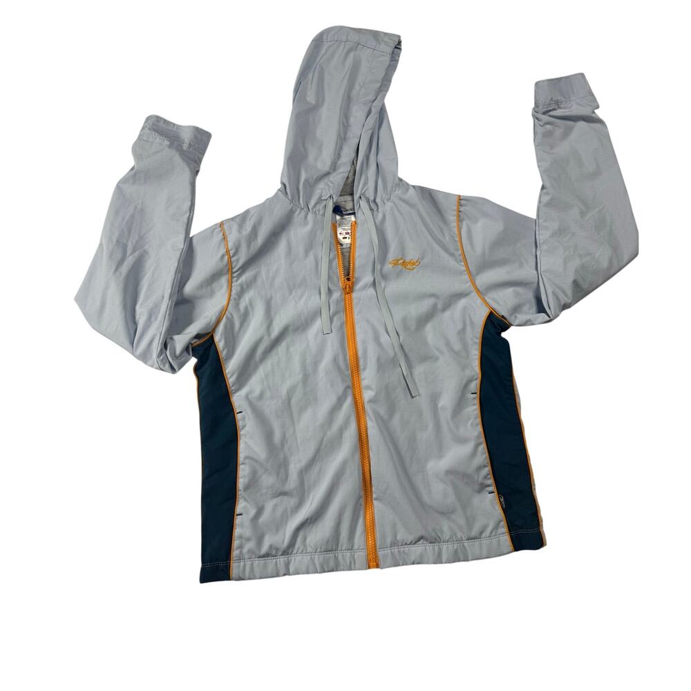 Vintage Reebok Windbreaker Jacket Womens Medium Light Blue Hooded Full Zip Y2K⁠
